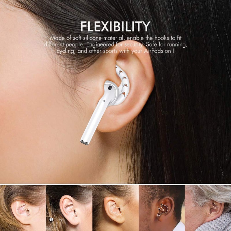 AhaStyle 3 Pairs AirPods Ear Hooks Cover Silicone Accessories Compatible with Apple AirPods and EarPods Headphones(Milk White) - Image 5